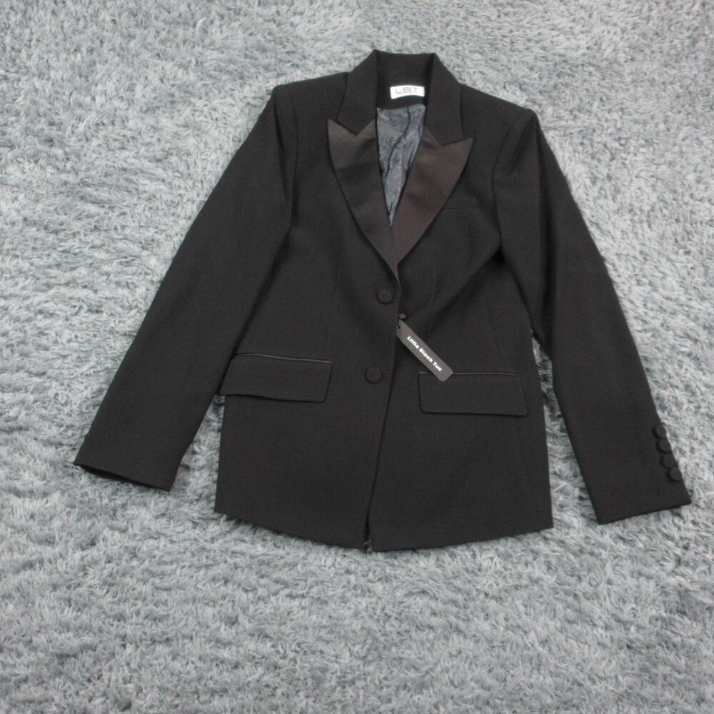 Little Black Tux Blazer Womens 8 Black Satin Lapel Tuxedo Suit Jacket NWT